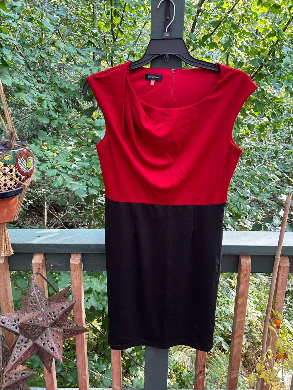 Spense Red and Black Cap Sleeve Sheath Dress